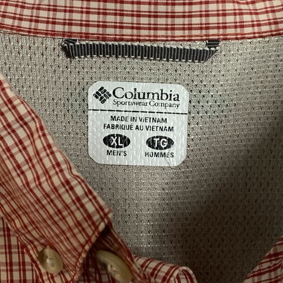 Columbia Omni Shade Shirt Men L Red Plaid Vented Outdoor Long Sleeve Button Up - Picture 5 of 14